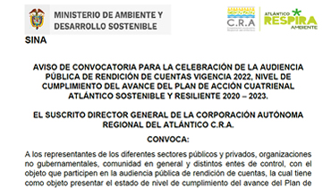 CONVOCATORIA PARA LA CELEBRACIÓN DE LA AUDIENCIA PÚBLICA DE RENDICIÓN DE CUENTAS VIGENCIA 2022