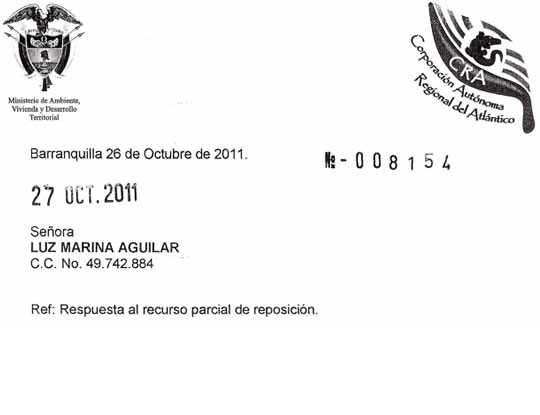 Respuesta al recurso parcial de reposición.