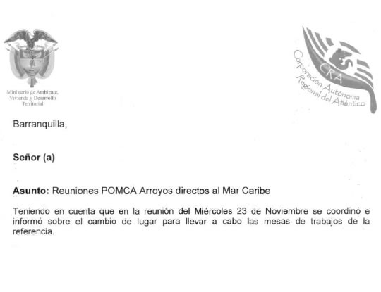 Reuniones etapa prospectiva POMCA Arroyos directos al Mar Caribe