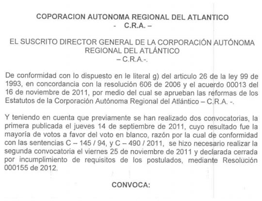 PROCESO DE ELECCIÓN DE LOS REPRESENTANTE DE LAS ENTIDADES SIN ÁNIMO DE LUCRO ANTE EL CONSEJO DIRECTIVO DE LA C.R.A.