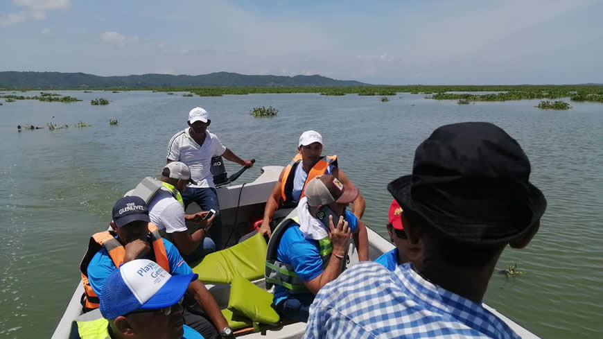 Condiciones geomorfológicas y vientos favorecen agrupamiento de taruya en embalse El Guájaro: CRA 1 Condiciones geomorfológicas y vientos favorecen agrupamiento de taruya en embalse El Guájaro: CRA - Corporación Autónoma Regional del Atlántico | C.R.A - Luego de culminar una visita técnica por parte de la Corporación Autónoma Regional del Atlántico CRA, con el fin de establecer las causas de la proliferación de taruya que estaría afectando los peces en este cuerpo de agua, se logra establecer que existe una afectación en 700 Ha, causada por esta planta acuática cerca a la población del corregimiento de Aguada de Pablo y que debido a los vientos y las condiciones geomorfológicas favorecen la agrupación de la taruya en la zona.